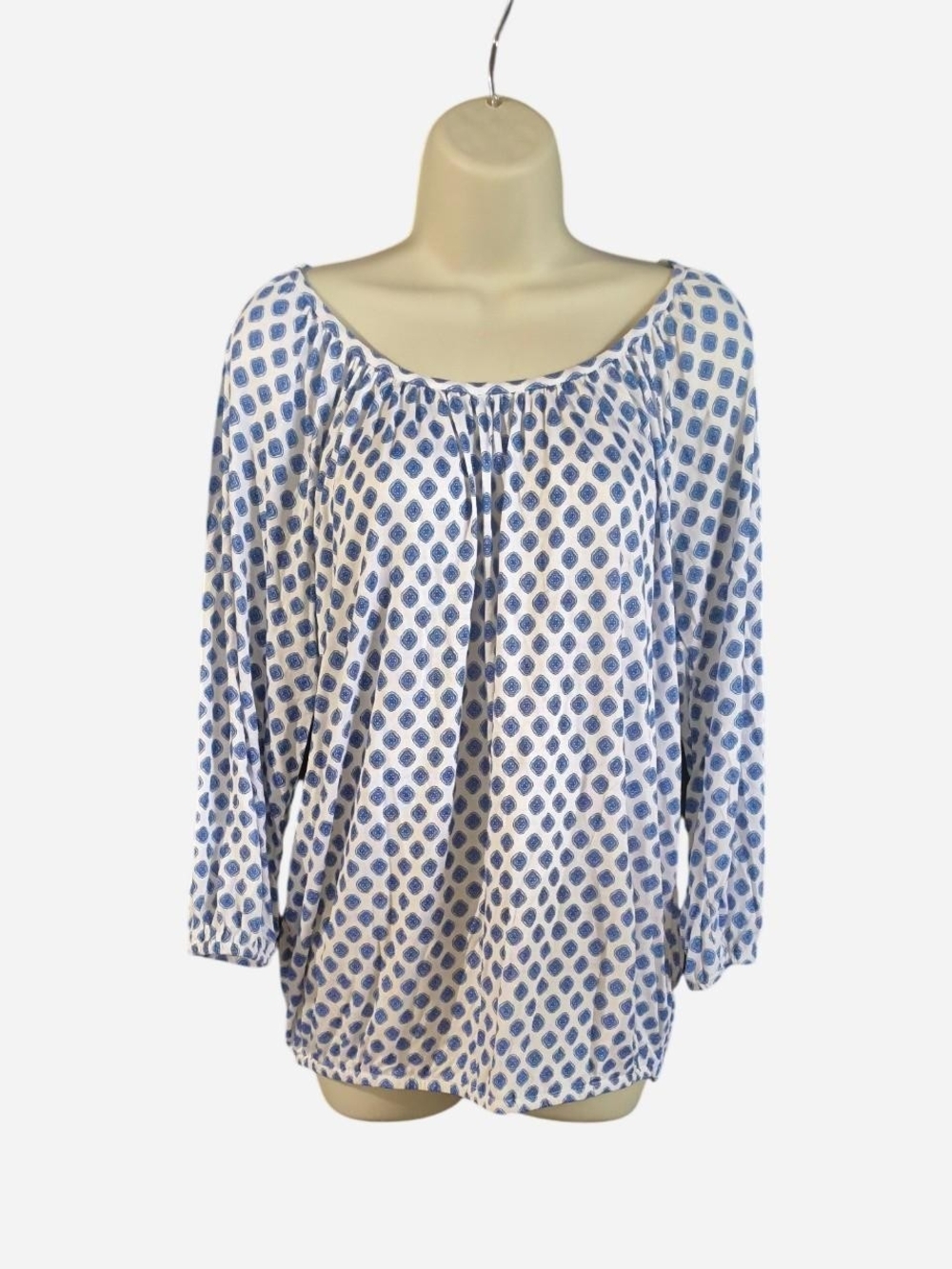 Michael Kors White Tunic with Blue Geo Print